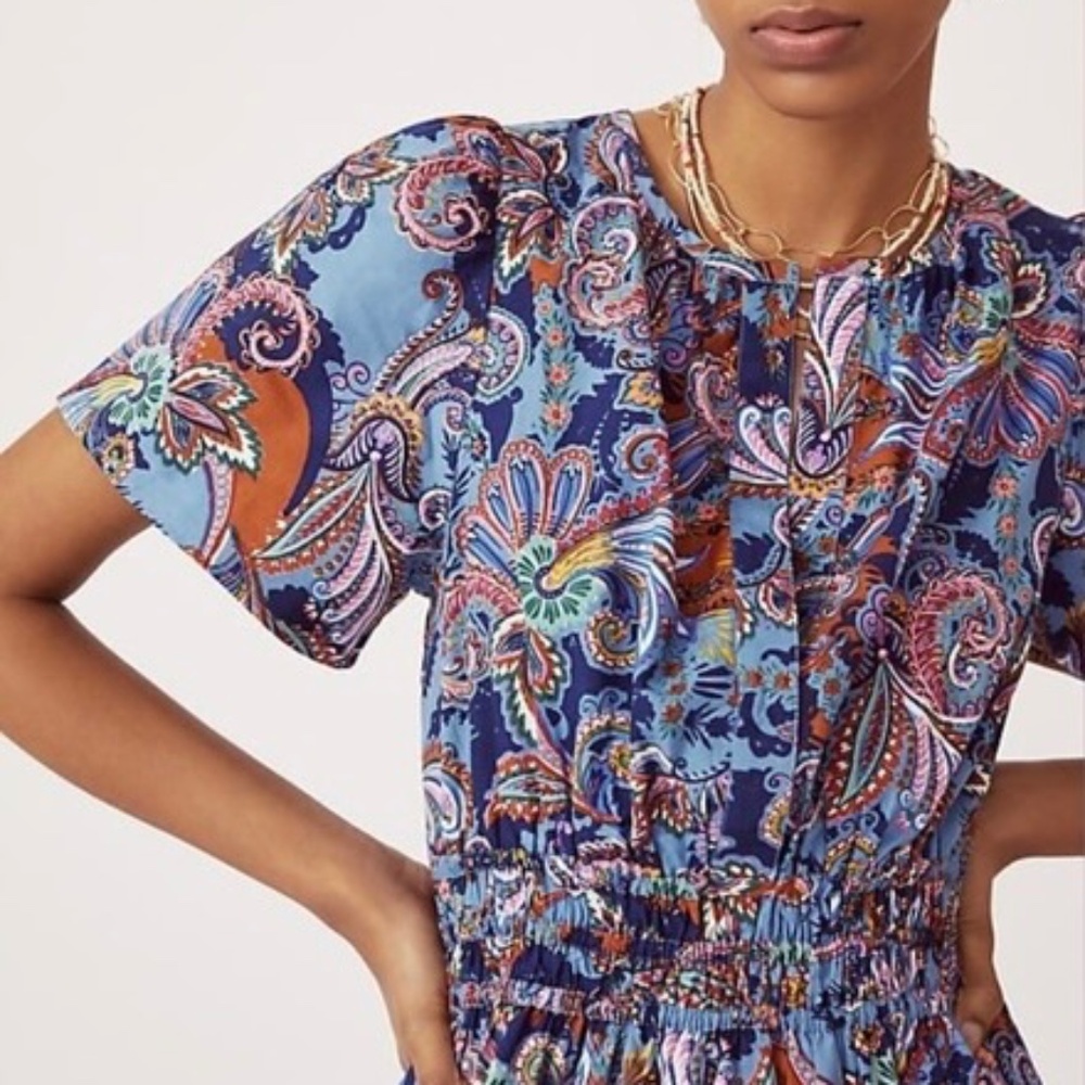 EUC [Maeve] Blue Flutter Sleeve <Somerset> Pink Paisley {Anthro} Sundress | XXS - Picture 14 of 15